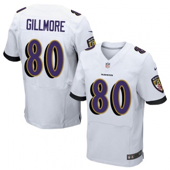 Men's Nike Baltimore Ravens #80 Crockett Gillmore Elite White NFL Jersey - Ujersey