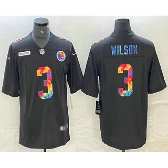 Men's Pittsburgh Steelers #3 Russell Wilson Multi Color Black 2020 NFL Crucial Catch Vapor Untouchable Nike Limited Jersey - Ujersey