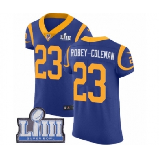 Men's Nike Los Angeles Rams #23 Nickell Robey-Coleman Royal Blue Alternate Vapor Untouchable Elite Player Super Bowl LIII Bound NFL Jersey - Ujersey