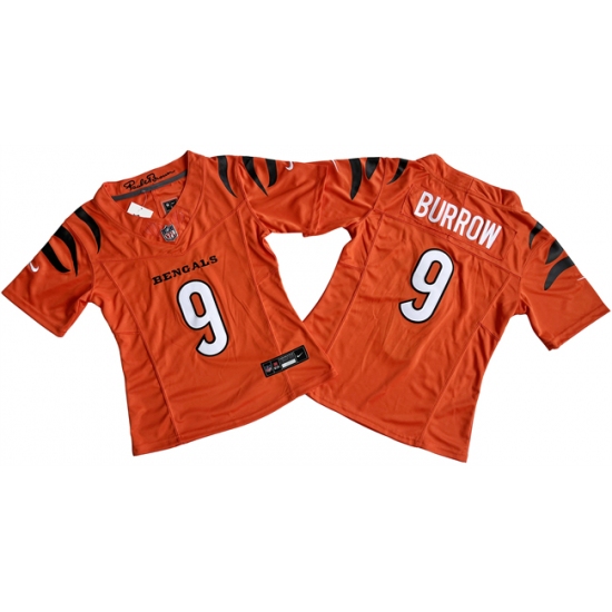 Women's Cincinnati Bengals #9 Joe Burrow Orange F.U.S.E. Stitched Vapor Football Jersey(Run Small) - Ujersey