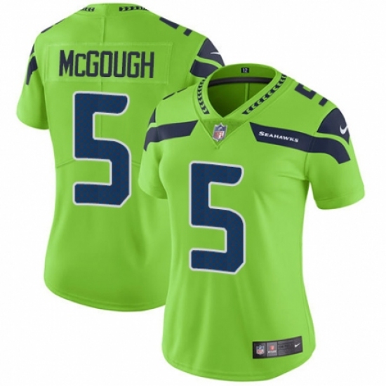Women's Nike Seattle Seahawks #5 Alex McGough Limited Green Rush Vapor Untouchable NFL Jersey - Ujersey