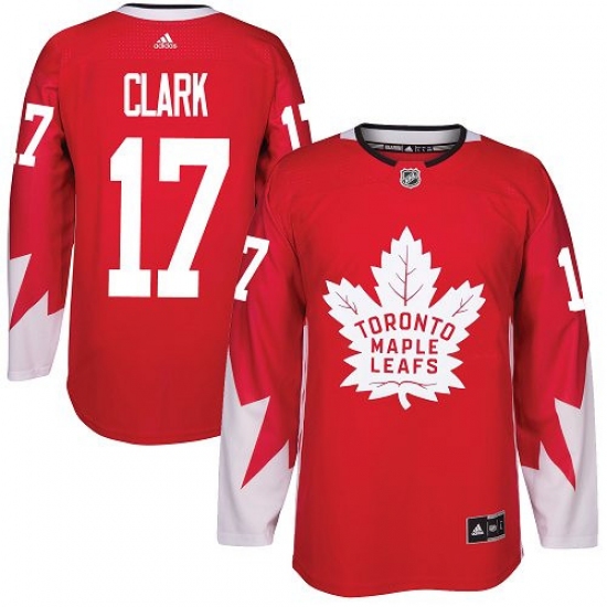 Men's Adidas Toronto Maple Leafs #17 Wendel Clark Authentic Red Alternate NHL Jersey - Ujersey