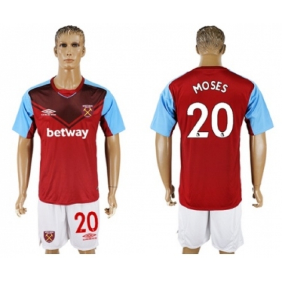 West Ham United #20 Moses Home Soccer Club Jersey
