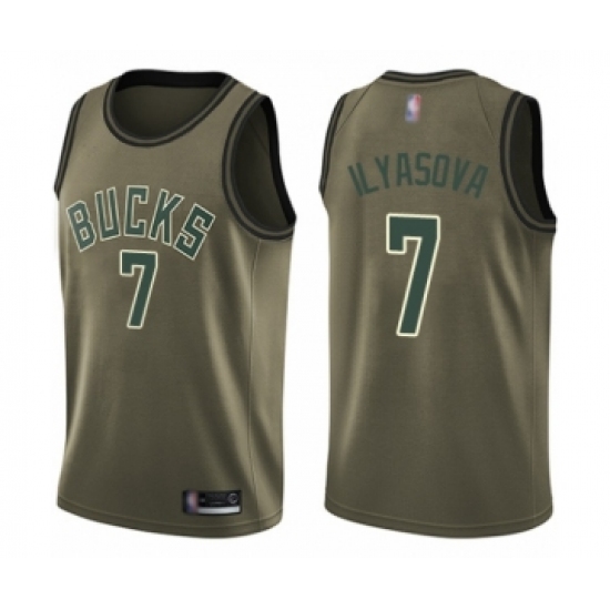 Men's Milwaukee Bucks #7 Ersan Ilyasova Swingman Green Salute to Service Basketball Jersey