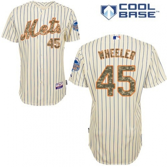 Men's Majestic New York Mets #45 Zack Wheeler Authentic Cream USMC Cool Base MLB Jersey - Ujersey