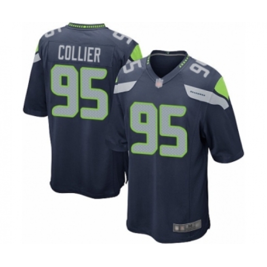 Men's Seattle Seahawks #95 L.J. Collier Game Navy Blue Team Color Football Jersey - Ujersey