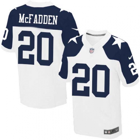 Men's Nike Dallas Cowboys #20 Darren McFadden Elite White Throwback Alternate NFL Jersey - Ujersey