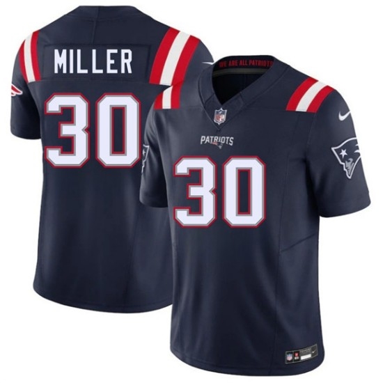 Men's New England Patriots #30 Jam Miller Navy 2026 Draft F.U.S.E. Vapor Limited Football Stitched Jersey - Ujersey