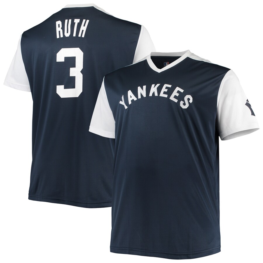 Men's New York Yankees Babe Ruth Navy/White Cooperstown Collection Replica Player Jersey - Ujersey NHL