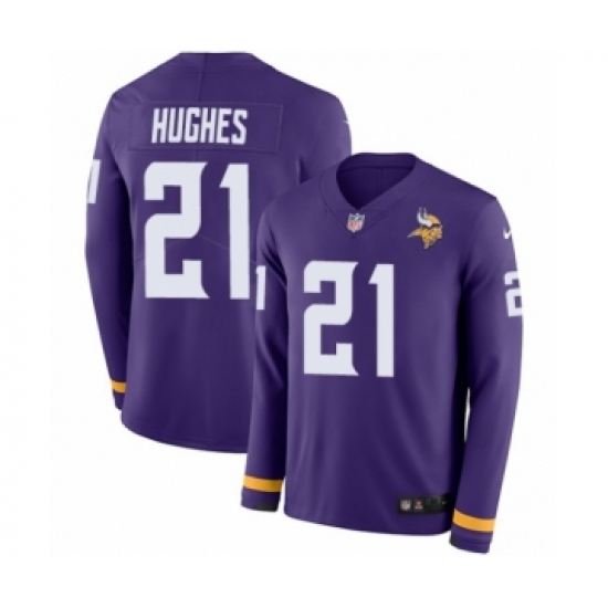 Men's Nike Minnesota Vikings #21 Mike Hughes Limited Purple Therma Long Sleeve NFL Jersey - Ujersey