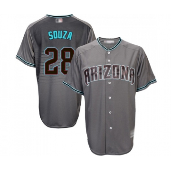 Men's Arizona Diamondbacks #28 Steven Souza Replica Gray Turquoise Cool Base Baseball Jersey - Ujersey