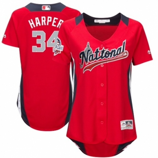 Women's Majestic Washington Nationals #34 Bryce Harper Game Red National League 2018 MLB All-Star MLB Jersey - Ujersey