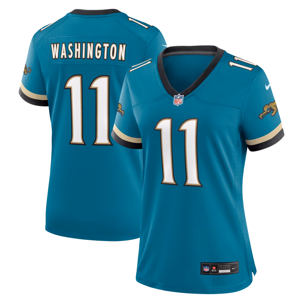 Women's Jacksonville Jaguars Parker Washington Nike Teal Alternate Prowler Throwback Game Jersey - ujerseystore
