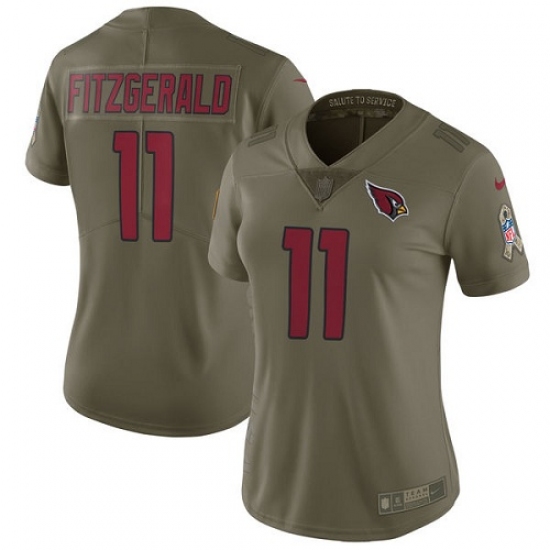 Women's Nike Arizona Cardinals #11 Larry Fitzgerald Limited Olive 2017 Salute to Service NFL Jersey - Ujersey