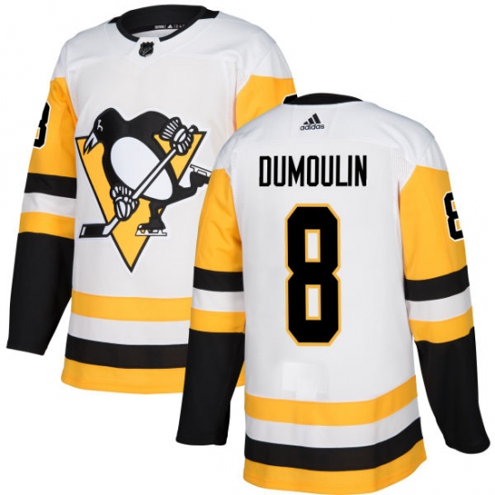 Youth Adidas Pittsburgh Penguins #8 Brian Dumoulin Authentic White Away NHL Jersey - Ujersey
