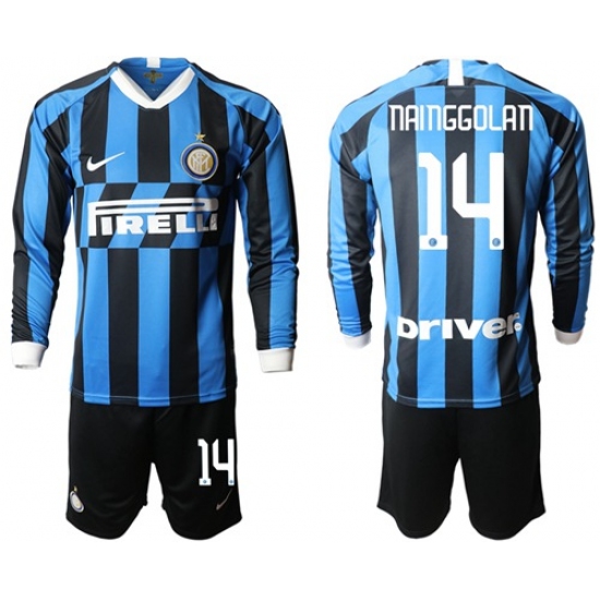 Inter Milan #14 Nainggolan Home Long Sleeves Soccer Club Jersey