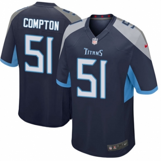Men's Nike Tennessee Titans #51 Will Compton Game Navy Blue Team Color NFL Jersey - Ujersey