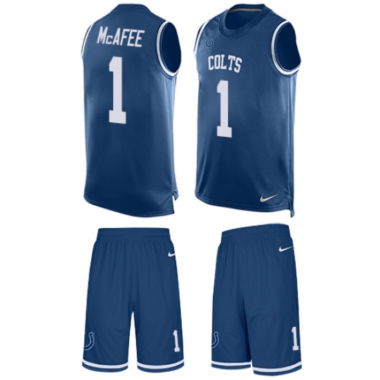 Men's Nike Indianapolis Colts #1 Pat McAfee Limited Royal Blue Tank Top Suit NFL Jersey - Ujersey