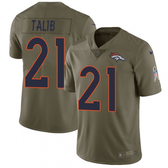 Men's Nike Denver Broncos #21 Aqib Talib Limited Olive 2017 Salute to Service NFL Jersey - Ujersey