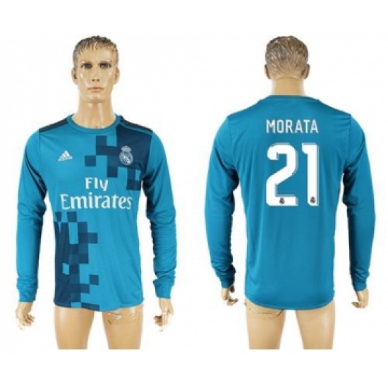 Real Madrid #21 Morata Sec Away Long Sleeves Soccer Club Jersey