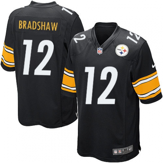 Men's Nike Pittsburgh Steelers #12 Terry Bradshaw Game Black Team Color NFL Jersey - Ujersey