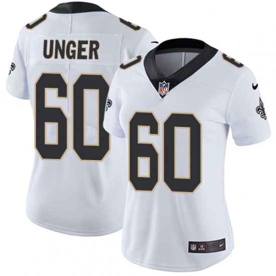 Women's Nike New Orleans Saints #60 Max Unger Elite White NFL Jersey - Ujersey