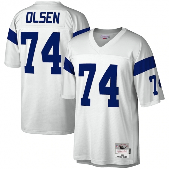 Men's Los Angeles Rams #74 Merlin Olsen Mitchell & Ness White 1969 Legacy Replica Jersey - Ujersey