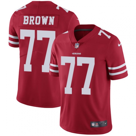 Men's Nike San Francisco 49ers #77 Trent Brown Red Team Color Vapor Untouchable Limited Player NFL Jersey - Ujersey
