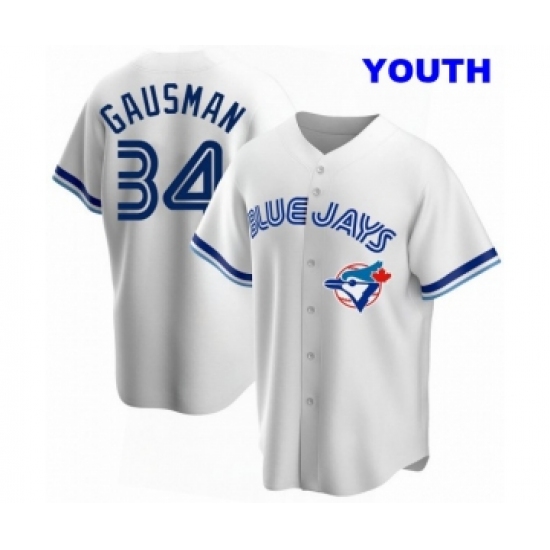 YOUTH TORONTO BLUE JAYS #34 KEVIN GAUSMAN WHITE HOME COOPERSTOWN COLLECTION JERSEY - Ujersey