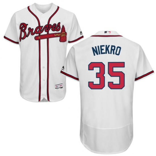 Men's Majestic Atlanta Braves #35 Phil Niekro White Home Flex Base Authentic Collection MLB Jersey - Ujersey