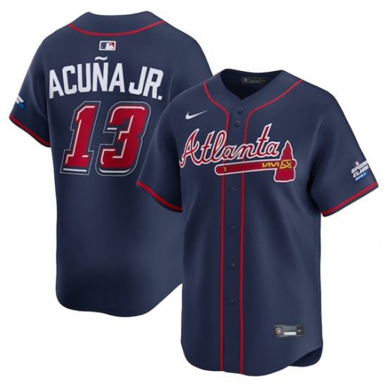 Men's Atlanta Braves #13 Ronald Acuna Jr. Navy 2025 Speedway Classic Alternate Limited Stitched Baseball Jersey - Ujersey