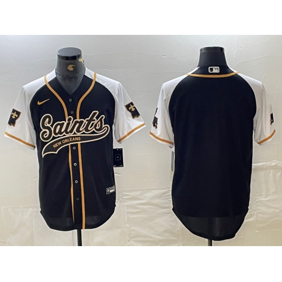 Men's New Orleans Saints Blank Black White 1987 Legacy Cool Base Stitched Baseball Jersey - Ujersey