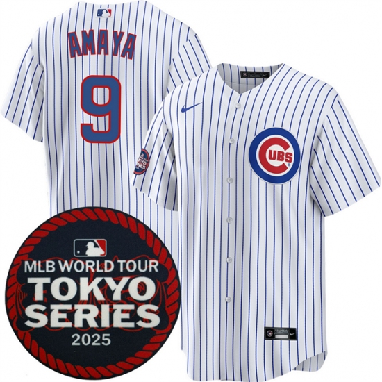 Men's Chicago Cubs #9 Miguel Amaya White 2025 World Tour Tokyo Series Home Stitched Baseball Jersey - Ujersey