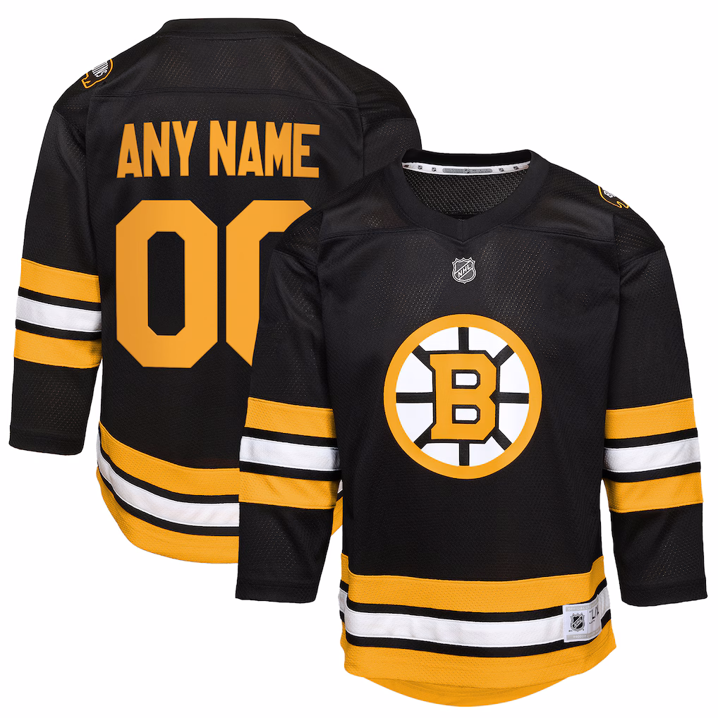 Youth Boston Bruins Black Home Custom Replica Jersey