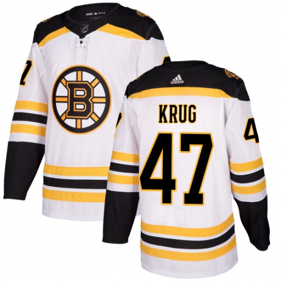 Men's Adidas Boston Bruins #47 Torey Krug Authentic White Away NHL Jersey - Ujersey