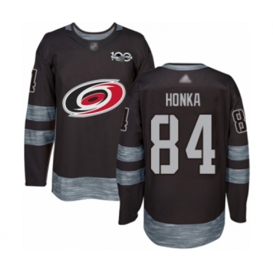 Men's Carolina Hurricanes #84 Anttoni Honka Authentic Black 1917-2017 100th Anniversary Hockey Jersey