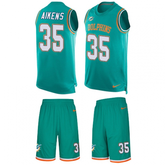 Men's Nike Miami Dolphins #35 Walt Aikens Limited Aqua Green Tank Top Suit NFL Jersey - Ujersey