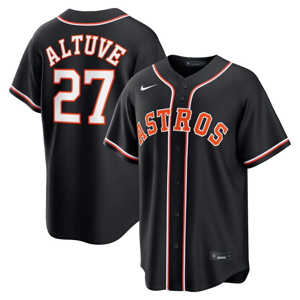 Men's Houston Astros Jose Altuve Nike Fashion Replica Black Out Jersey