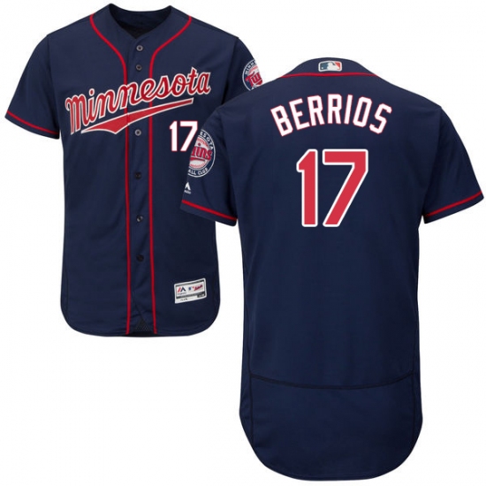 Men's Majestic Minnesota Twins #17 Jose Berrios Authentic Navy Blue Alternate Flex Base Authentic Collection MLB Jersey - Ujersey