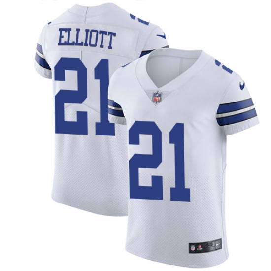 Men's Nike Dallas Cowboys #21 Ezekiel Elliott Elite White NFL Jersey - Ujersey