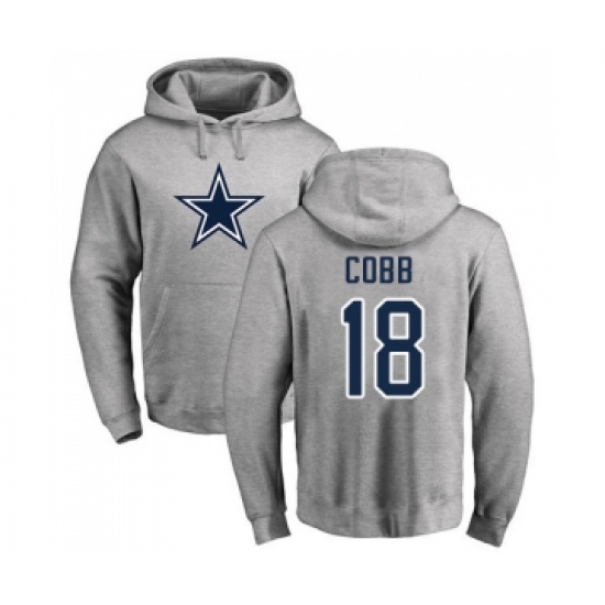 Football Dallas Cowboys #18 Randall Cobb Ash Name & Number Logo Pullover Hoodie - Ujersey