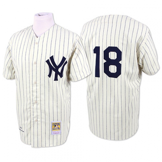 Men's Mitchell and Ness New York Yankees #18 Don Larsen Authentic White Throwback MLB Jersey - Ujersey