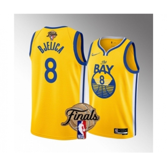 Men's Golden State Warriors #8 Nemanja Bjelica Yellow 2022 Finals Stitched Jersey