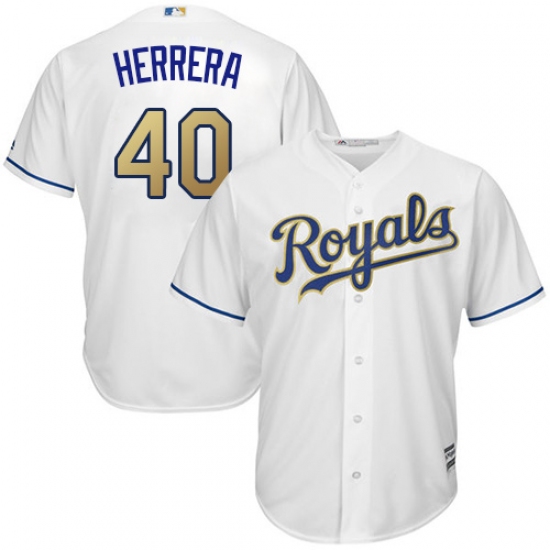 Men's Majestic Kansas City Royals #40 Kelvin Herrera Replica White Home Cool Base MLB Jersey - Ujersey