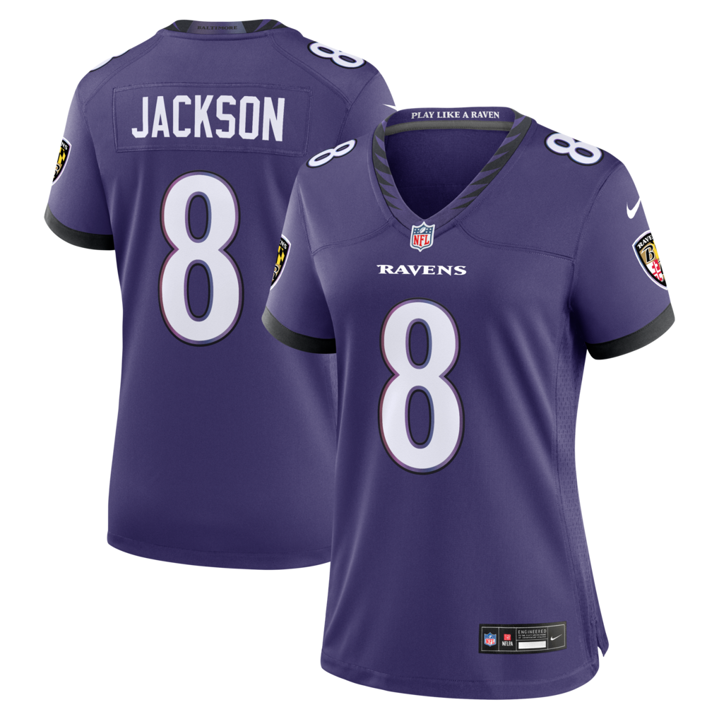 Women's Baltimore Ravens Lamar Jackson Nike Purple Team Game Jersey - U-jersey