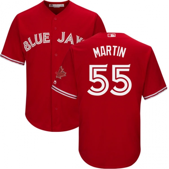 Men's Majestic Toronto Blue Jays #55 Russell Martin Replica Scarlet Alternate Cool Base MLB Jersey - Ujersey