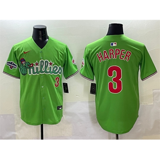 Men's Philadelphia Phillies #3 Bryce Harper Light Green Phanatic With 2024 Division Champions Limited Stitched Jersey - Ujersey