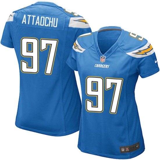Women's Nike Los Angeles Chargers #97 Jeremiah Attaochu Game Electric Blue Alternate NFL Jersey - Ujersey