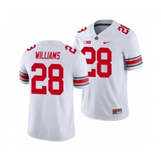 Men's Ohio State Buckeyes Miyan Williams 28 White Game Football Jersey - Ujersey