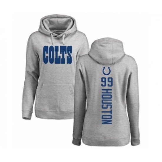 Football Women's Indianapolis Colts #99 Justin Houston Ash Backer Pullover Hoodie - Ujersey